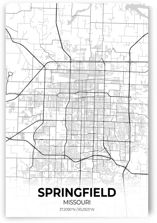 Springfield Missouri City Map Print by Conceptual Photography