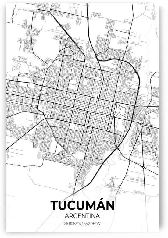 Tucuman Argentina City Map Print by Conceptual Photography