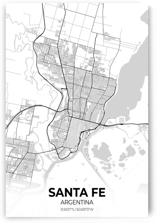 Santa Fe Argentina City Map Print by Conceptual Photography