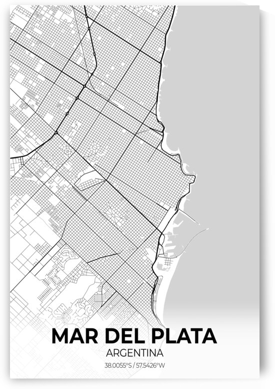 Mar del Plata Argentina City Map Print by Conceptual Photography