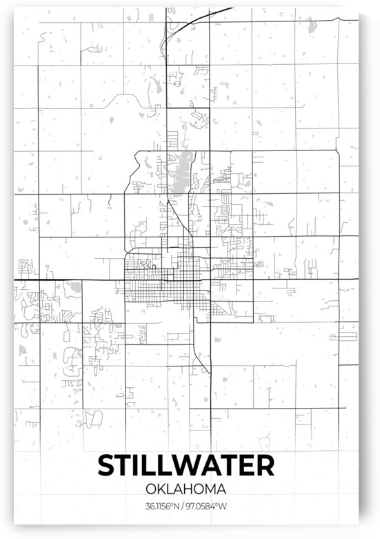 Stillwater Oklahoma City Map Print by Conceptual Photography
