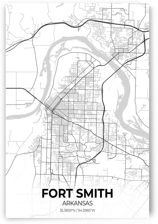 Fort Smith Arkansas City Map Print by Conceptual Photography