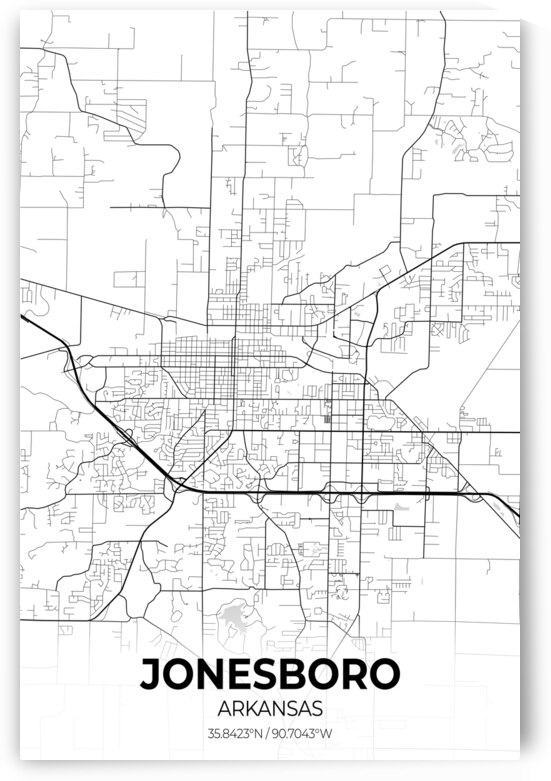 Jonesboro Arkansas City Map Print by Conceptual Photography