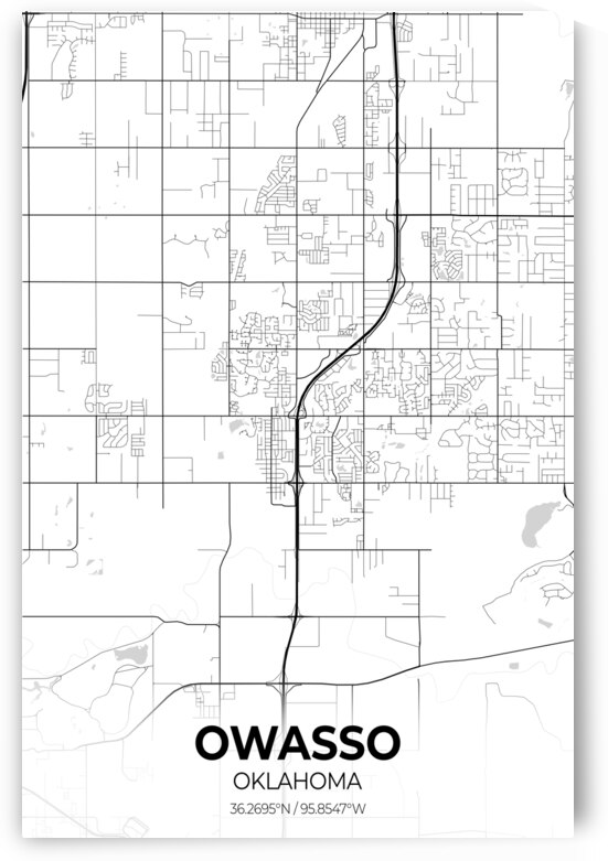 Owasso Oklahoma City Map Print by Conceptual Photography