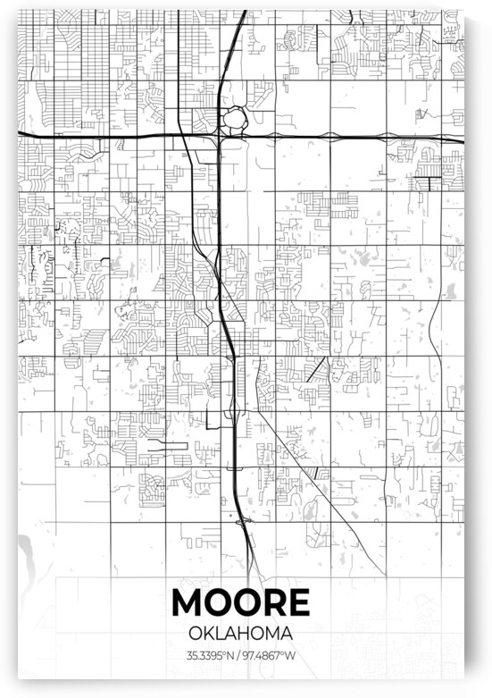 Moore Oklahoma City Map Print by Conceptual Photography