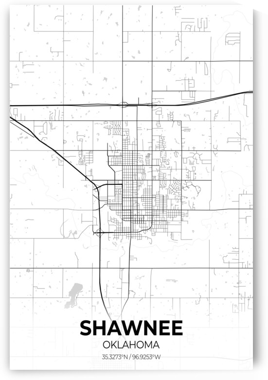 Shawnee Oklahoma City Map Print by Conceptual Photography