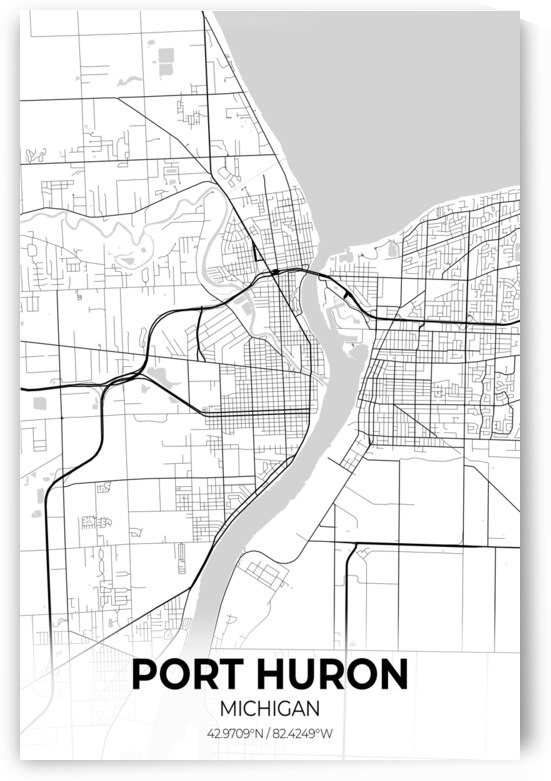 Port Huron Michigan City Map Print by Conceptual Photography