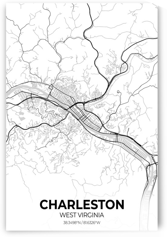 Charleston West Virginia City Map Print by Conceptual Photography