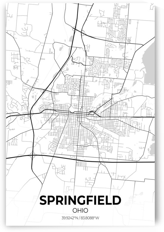 Springfield Ohio City Map Print by Conceptual Photography