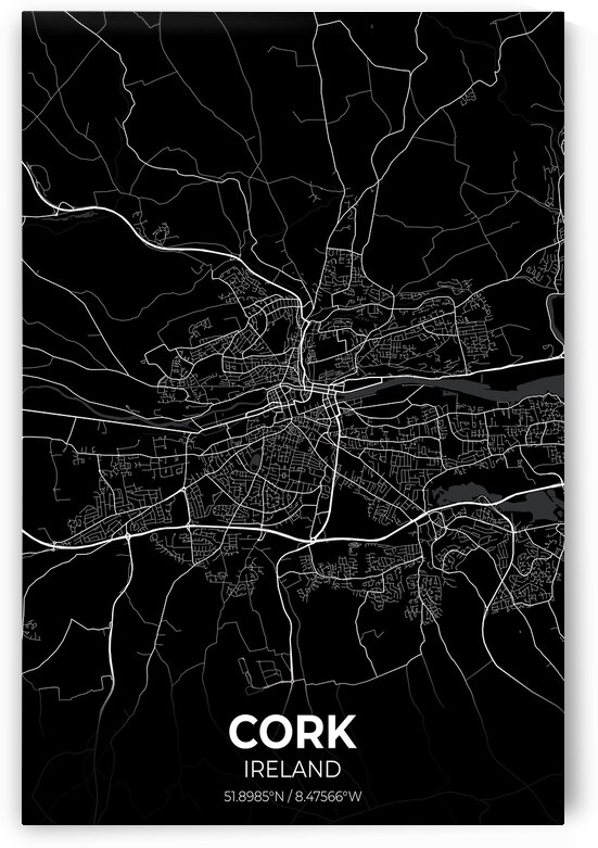 Cork Ireland City Map Print by Conceptual Photography