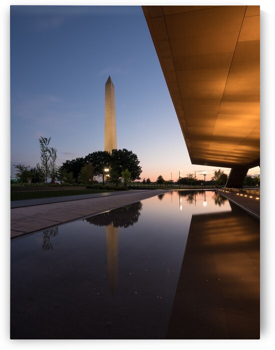 Reflection of Washington in reflecting pool at sunset by Steve Heap