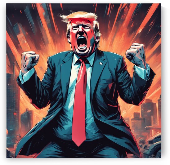 a portrait of donald trump having a hysterical screaming fit because he lost the election. Cyberpunk style by AIGALLERY