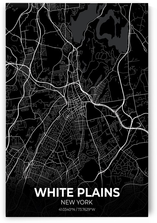 White Plains New York City Map Print by Conceptual Photography