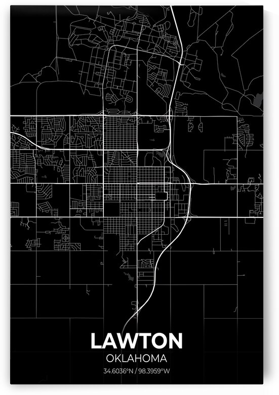 Lawton Oklahoma City Map Print by Conceptual Photography