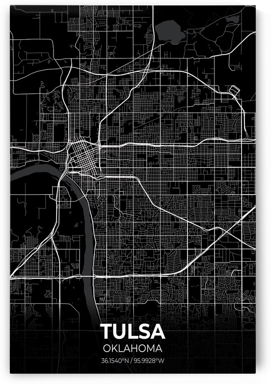 Tulsa Oklahoma City Map Print by Conceptual Photography