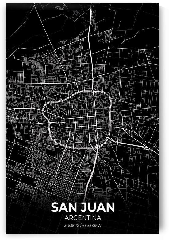 San Juan Argentina City Map Print by Conceptual Photography