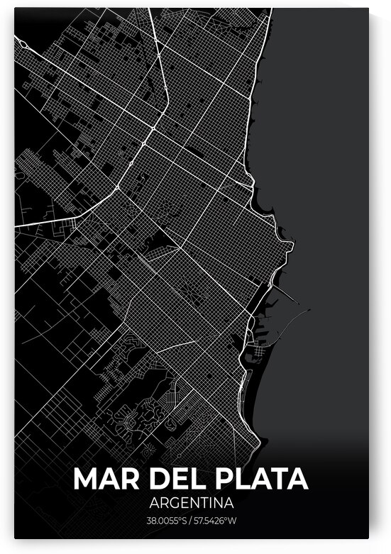 Mar del Plata Argentina City Map Print by Conceptual Photography