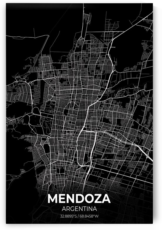 Mendoza Argentina City Map Print by Conceptual Photography