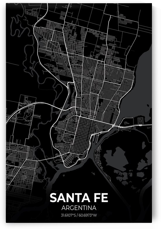 Santa Fe Argentina City Map Print by Conceptual Photography