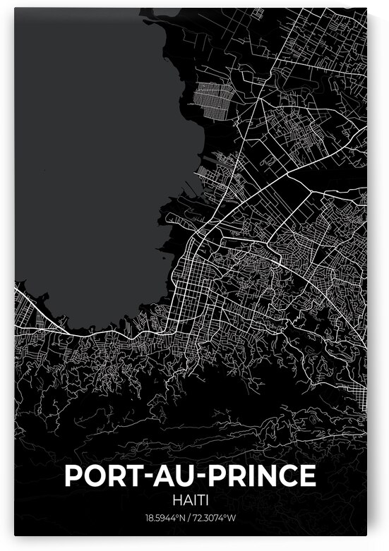 Port au Prince Haiti City Map Print by Conceptual Photography