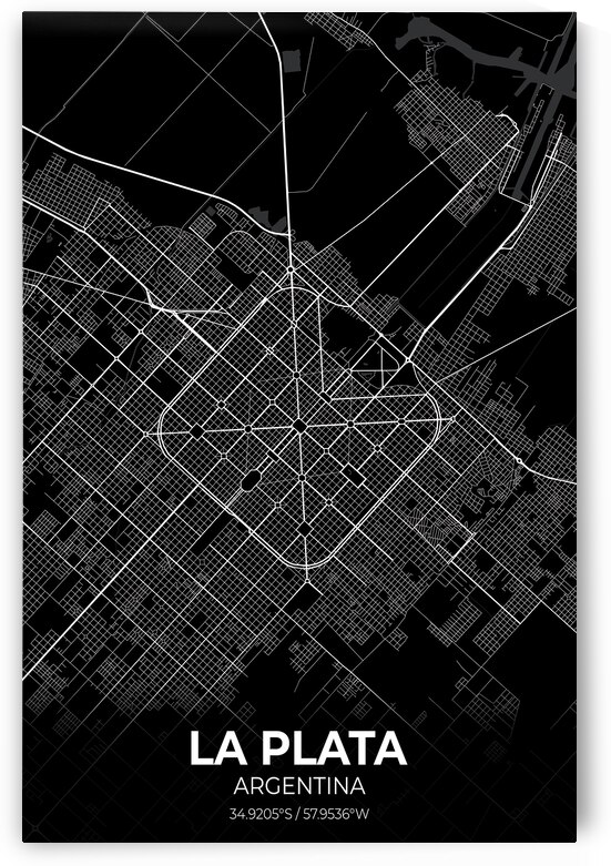 La Plata Argentina City Map Print by Conceptual Photography