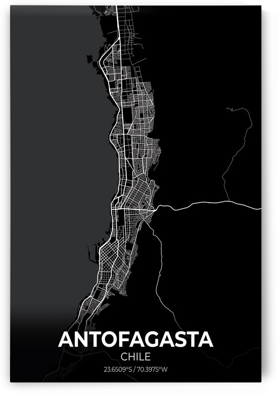 Antofagasta Chile City Map Print by Conceptual Photography