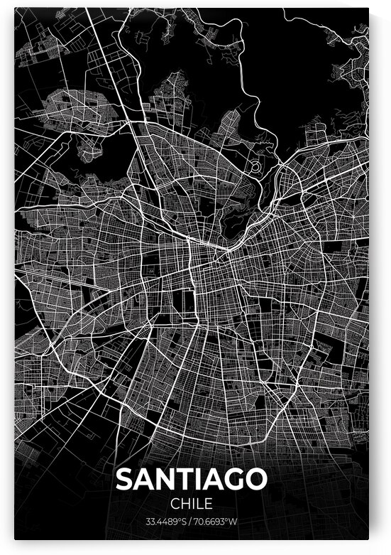 Santiago Chile City Map Print by Conceptual Photography