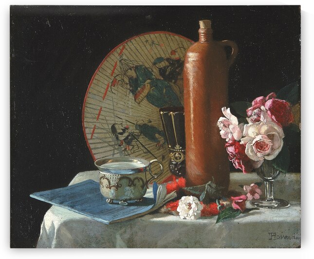 Still Life with Fan and Roses [1874] by Thomas Hovenden [1840–1895] by MyCozyFineArt