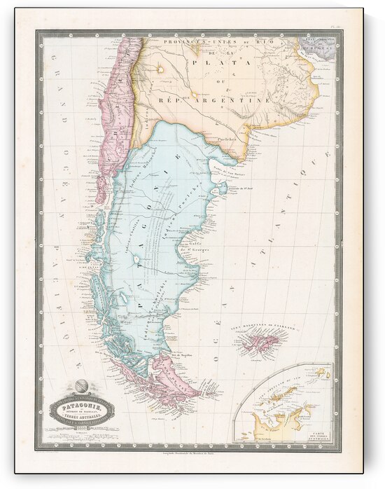 1860 Map of Patagonia Showing Natural Features Settlements and Coastal Geography of Southern Argentina and Chile in the Mid-19th Century by History In Your Home