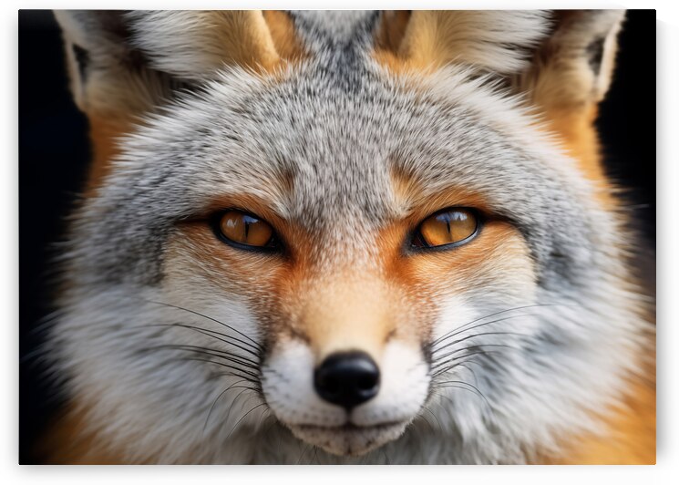 Amber Eyes Gray Fox Photorealism Digital Art by Melissa Fague
