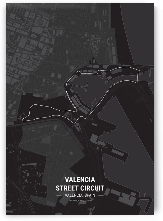 Valencia Street Circuit Race Track Map Print by Conceptual Photography