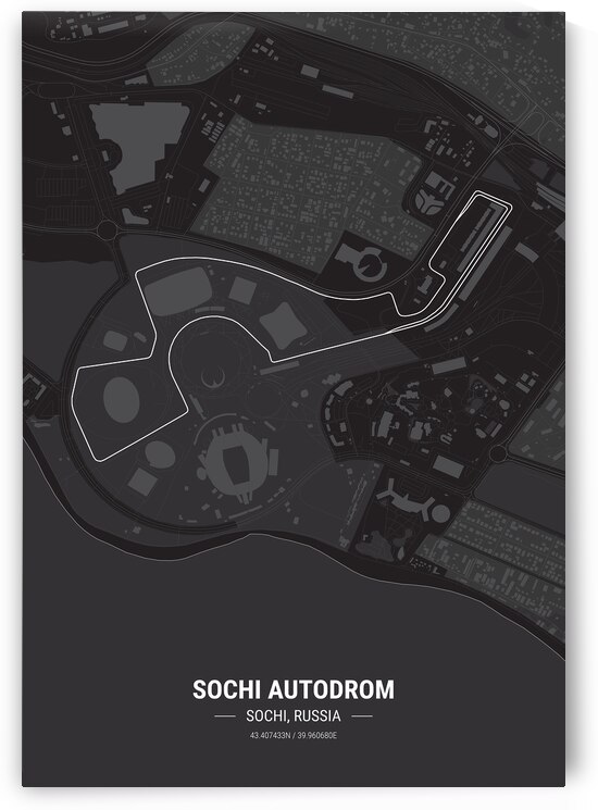 Sochi Autodrom Race Track Map Print by Conceptual Photography