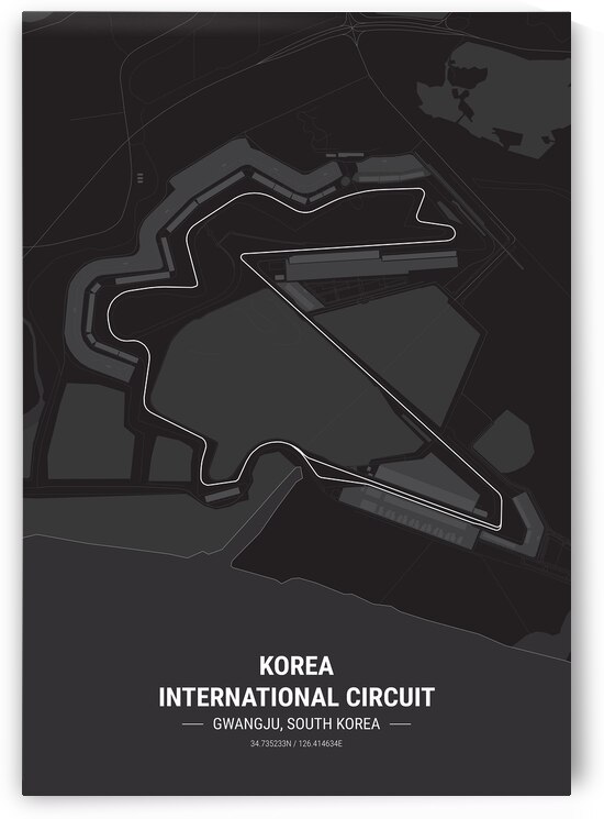 Korea International Circuit Race Track Map Print by Conceptual Photography