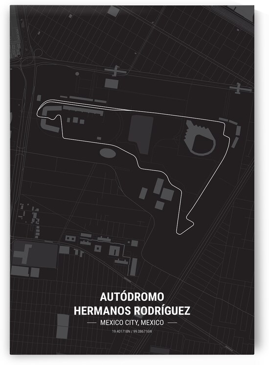 Autodromo Hermanos Rodriguez Race Track Map Print by Conceptual Photography