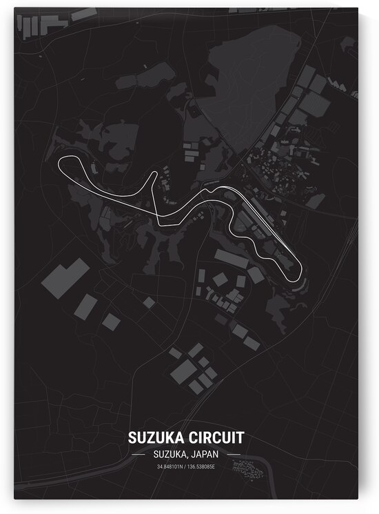 Suzuka Circuit Race Track Map Print by Conceptual Photography