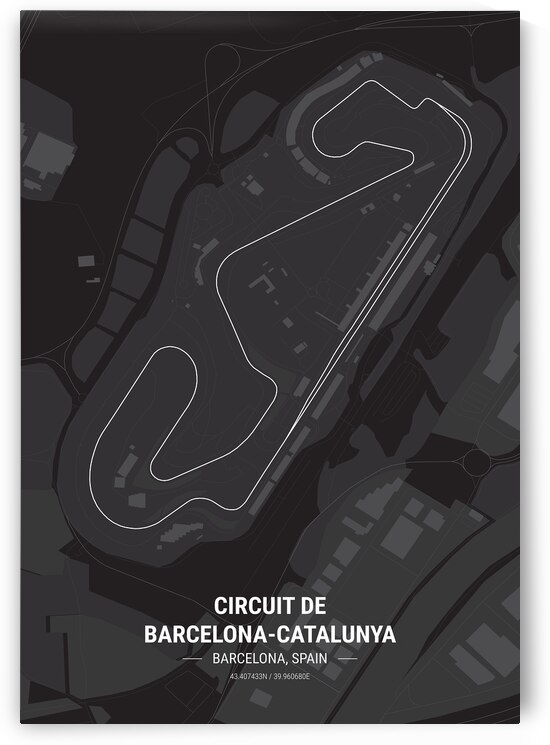 Circuit de Barcelona-Catalunya Race Track Map Print by Conceptual Photography