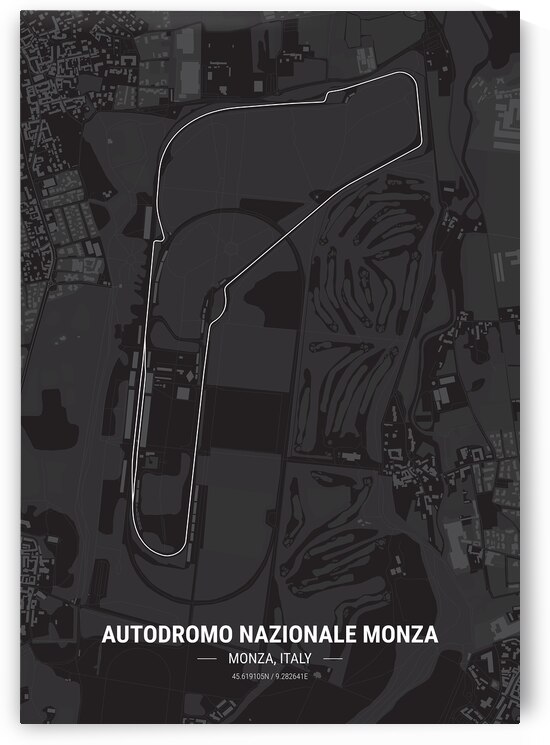 Autodromo Nazionale Monza Race Track Map Print by Conceptual Photography