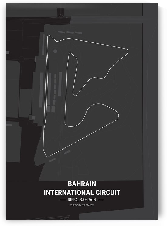Bahrain International Circuit Race Track Map Print by Conceptual Photography