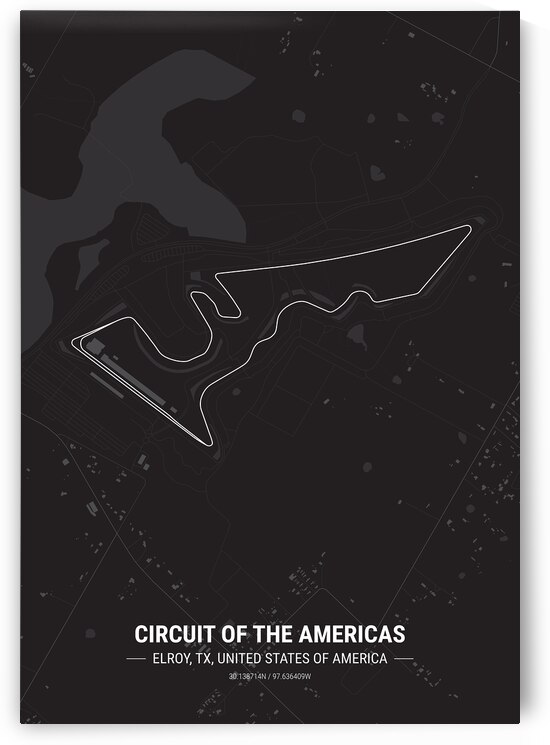 Circuit of the Americas Race Track Map Print by Conceptual Photography