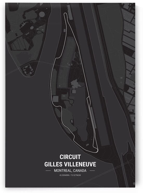 Circuit Gilles Villeneuve Race Track Map Print by Conceptual Photography