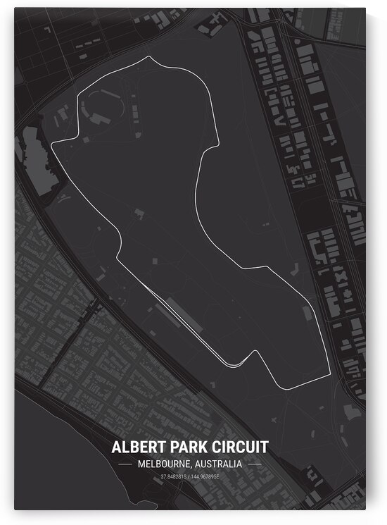 Albert Park Circuit Race Track Map Print by Conceptual Photography