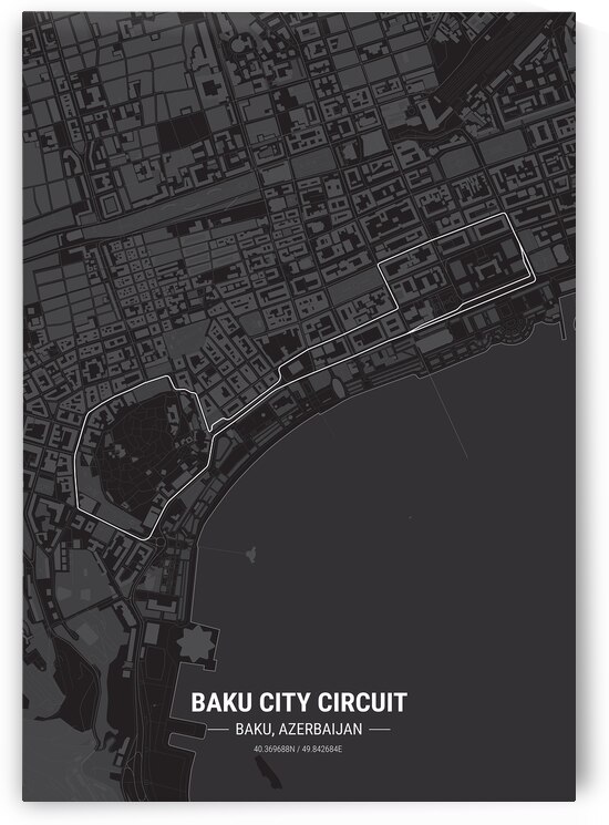 Baku City Circuit Map Print by Conceptual Photography