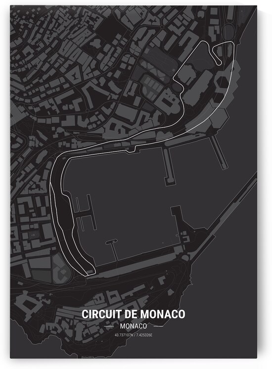 Circuit de Monaco Race Track Map Print by Conceptual Photography