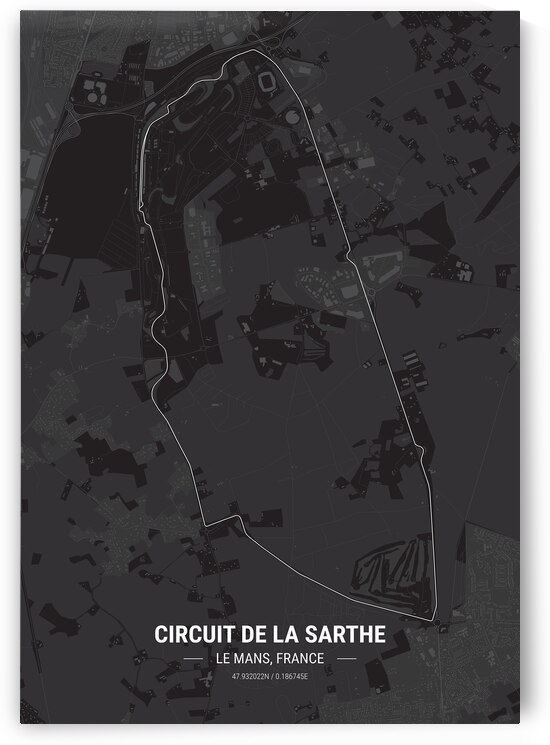Circuit de la Sarthe Race Track Map Print by Conceptual Photography