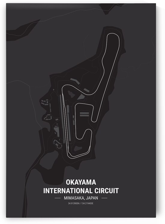  Okayama International Circuit Race Track Map Print by Conceptual Photography