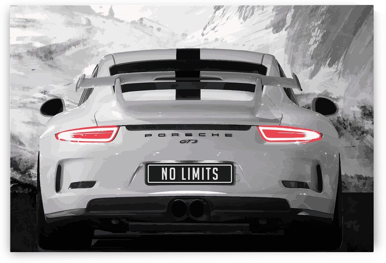 No Limits Porsche License Plate Motivational Print by Conceptual Photography