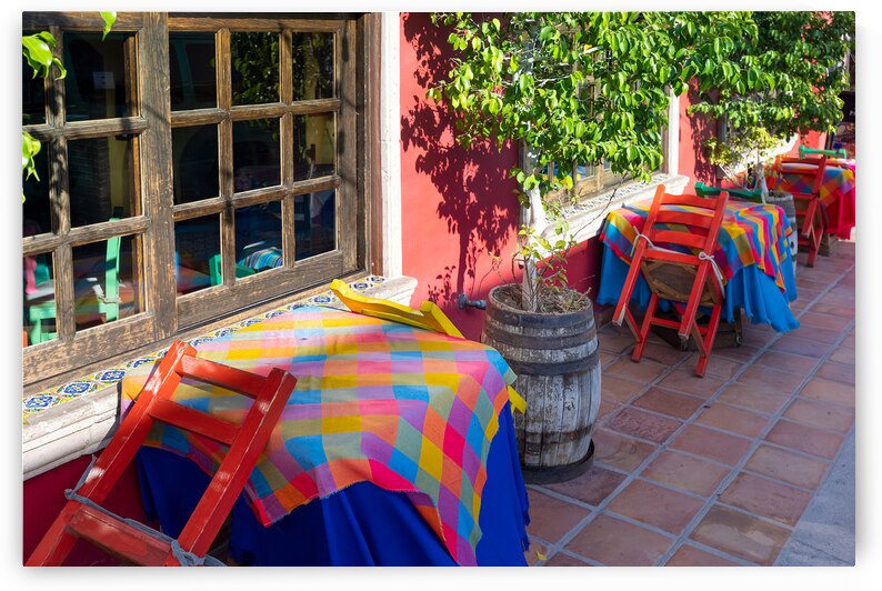 Mexico architecture colonial streets cafes and restaurants of Cabo San Lucas in historic center by Elijah Lovkoff