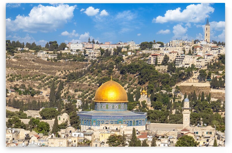 Jerusalem Islamic shrine Dome of Rock located in the Old City on Temple Mount near Western Wall by Elijah Lovkoff