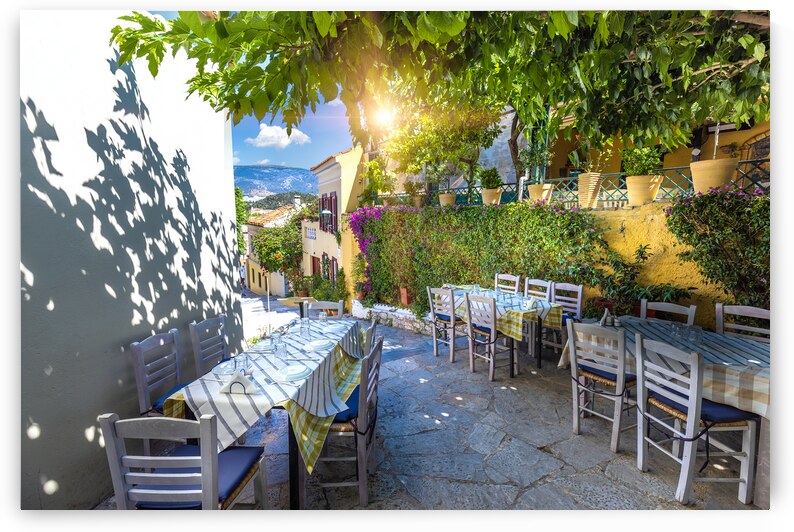 Greece historic neighborhood of Plaka and Anafiotika in Athens with restaurants near Acropolis by Elijah Lovkoff
