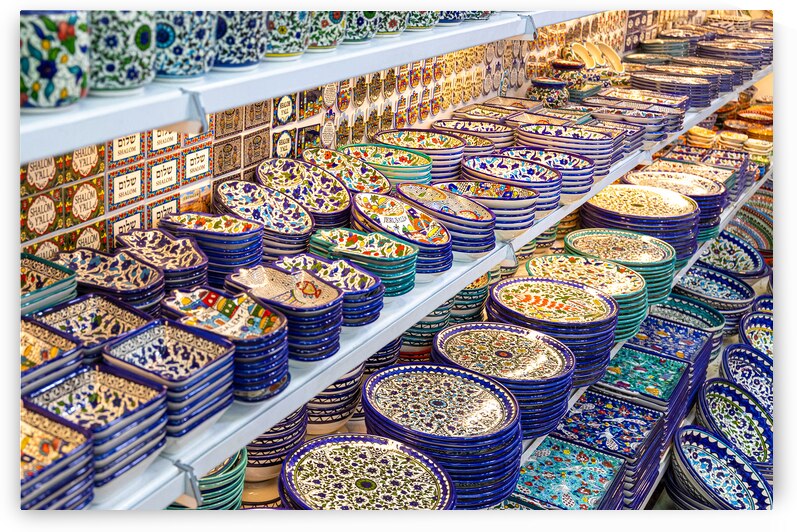 Souvenirs in Jerusalem Old City Arab quarter near Church of Holy Sepulchre and Dome of the Rock by Elijah Lovkoff